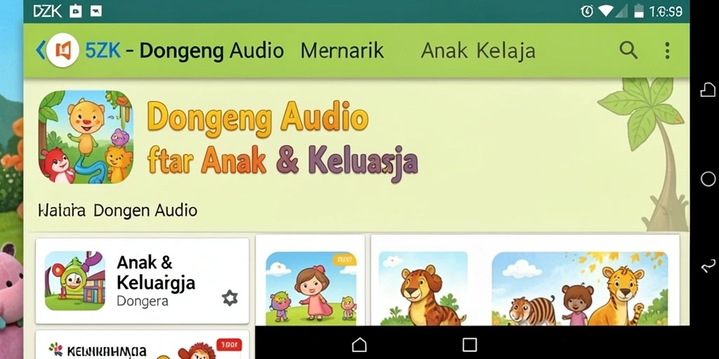 Antarmuka pengguna 5ZK yang menarik dengan kumpulan dongeng audio.