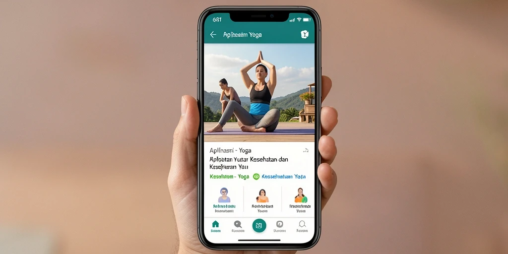 Antarmuka aplikasi 6RT dengan tutorial yoga yang jelas dan menarik.