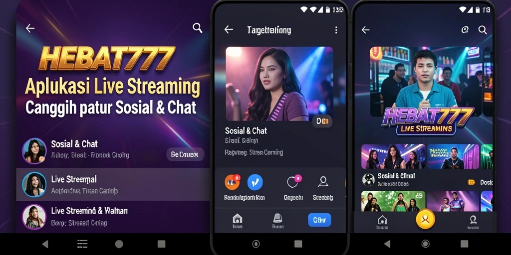 Tampilan antarmuka HEBAT777 saat Live Streaming dengan fitur interaktif.